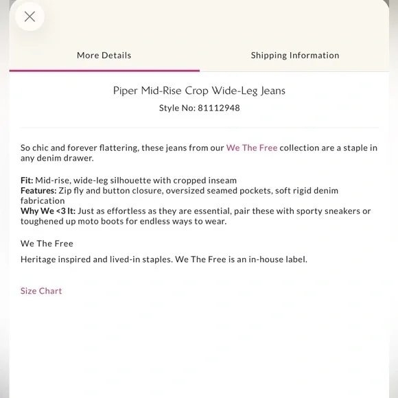 Free People Piper Mid-Rise Crop Wide-Leg Jeans. - Picture 11 of 11